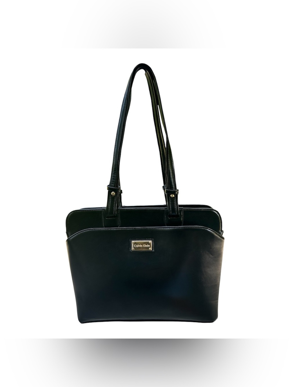 Calvin Klein Black Vegan Leather Tote Bag